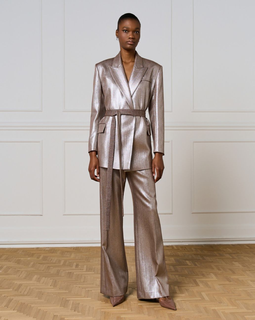 Access Long metallic-effect blazer zilver