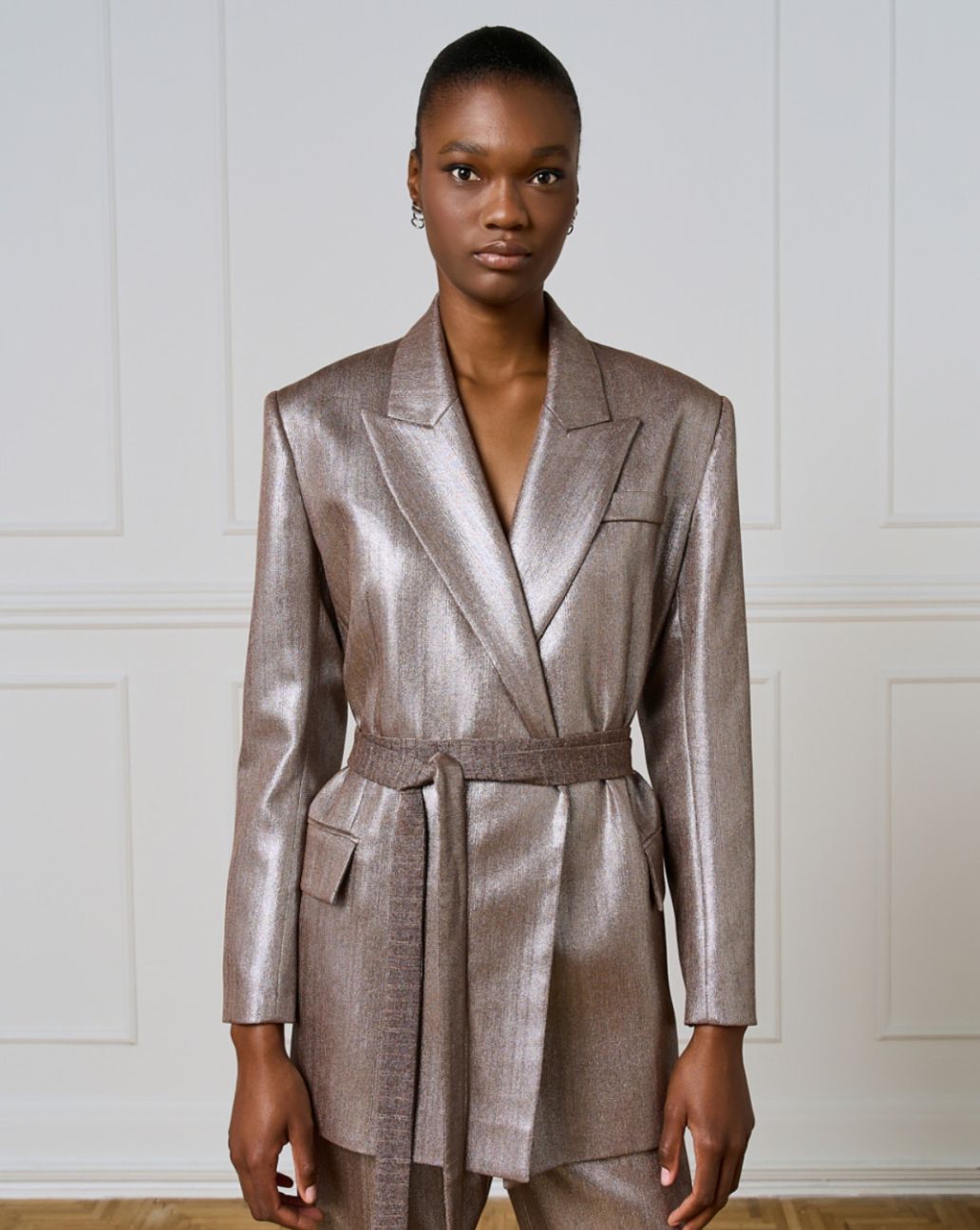 Access Long metallic-effect blazer zilver
