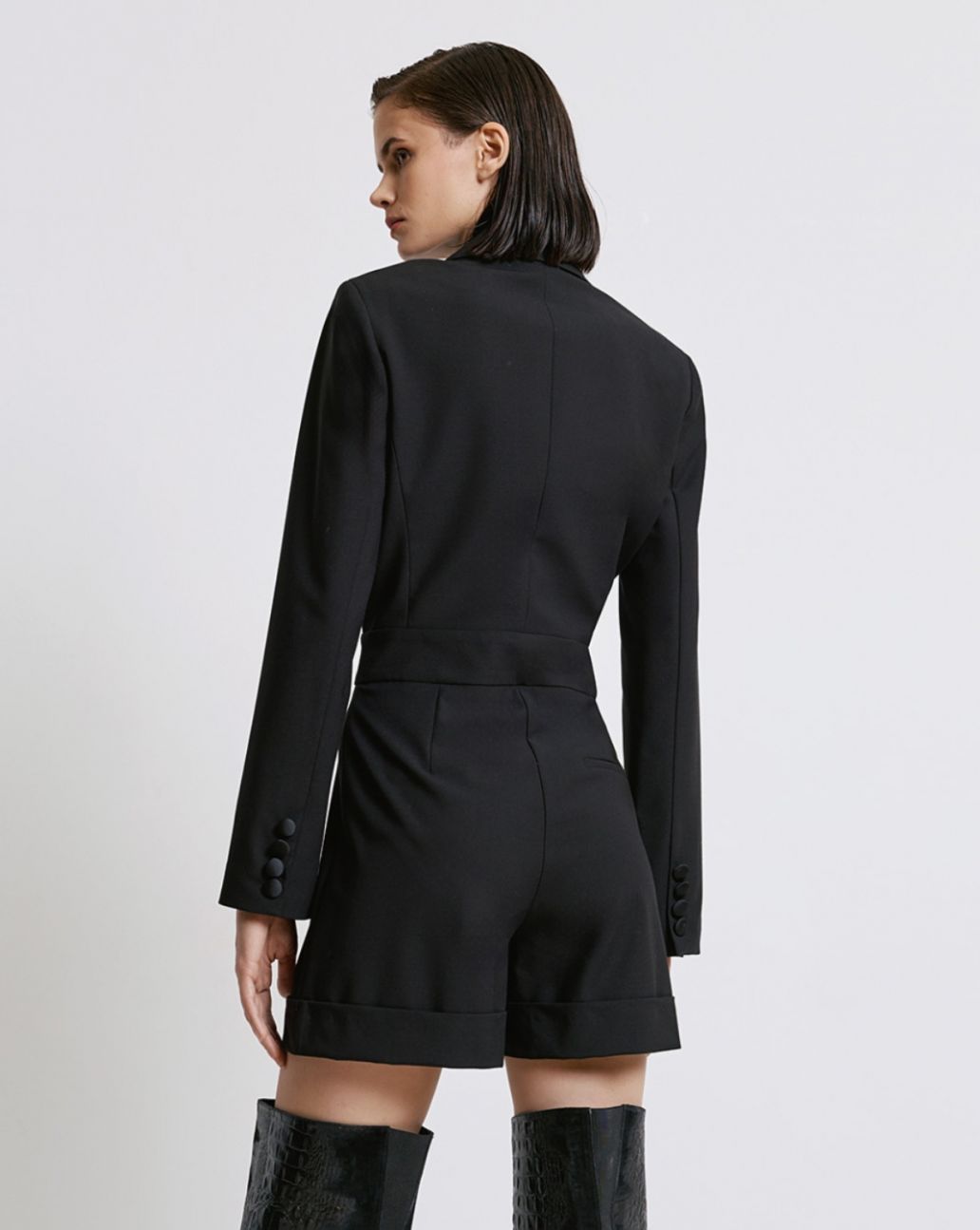 Access Playsuit with a flower Black
