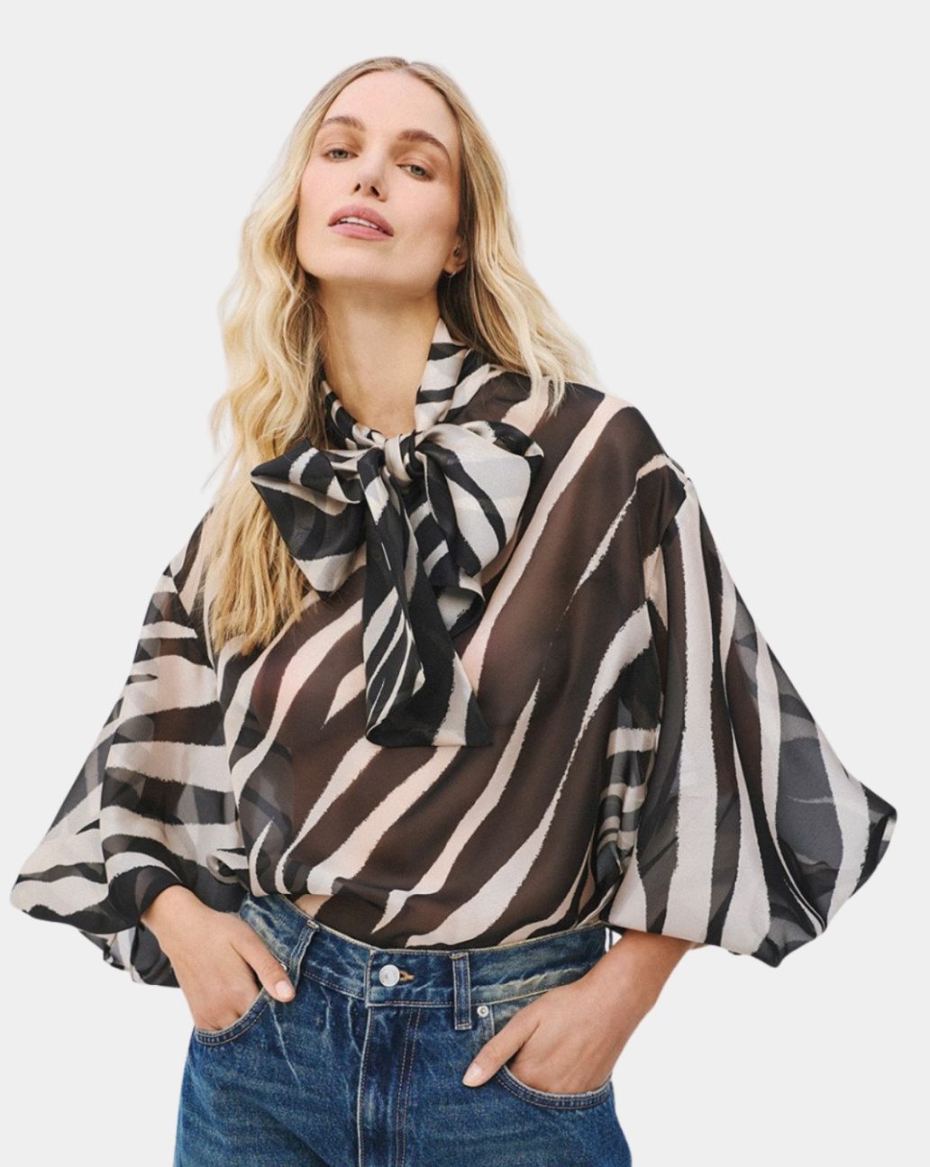 Access Zebra Print Blouse Tie