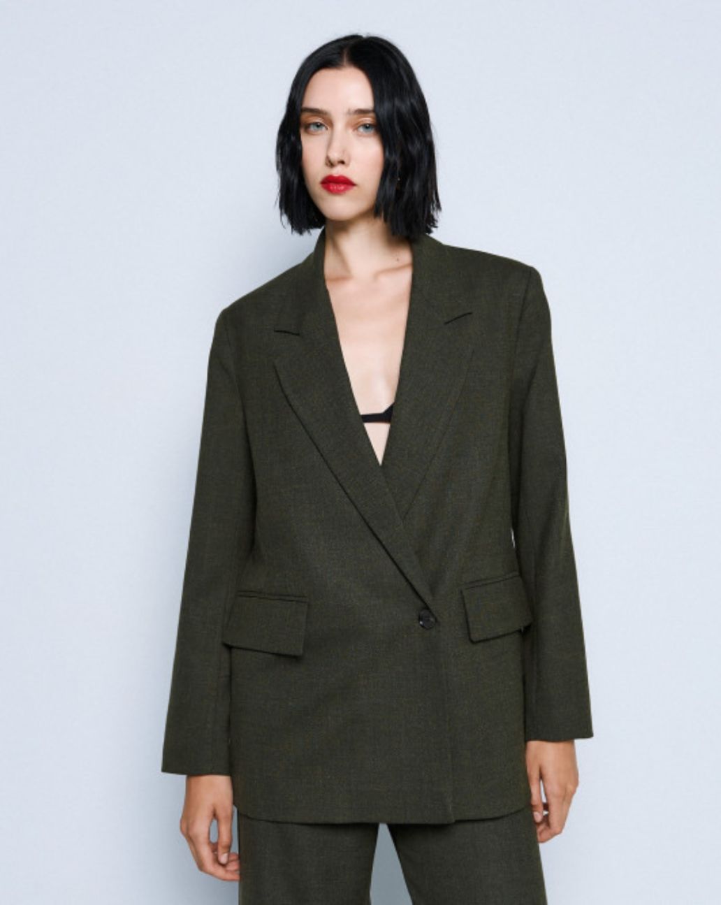 Access Oversized Blazer Olive Green