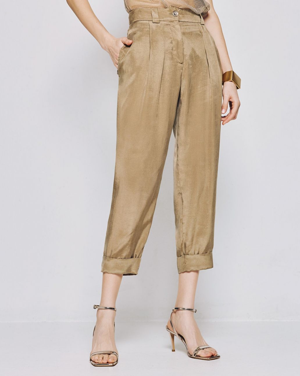 Access Slouchy Pants with Turn-Up Hemlines