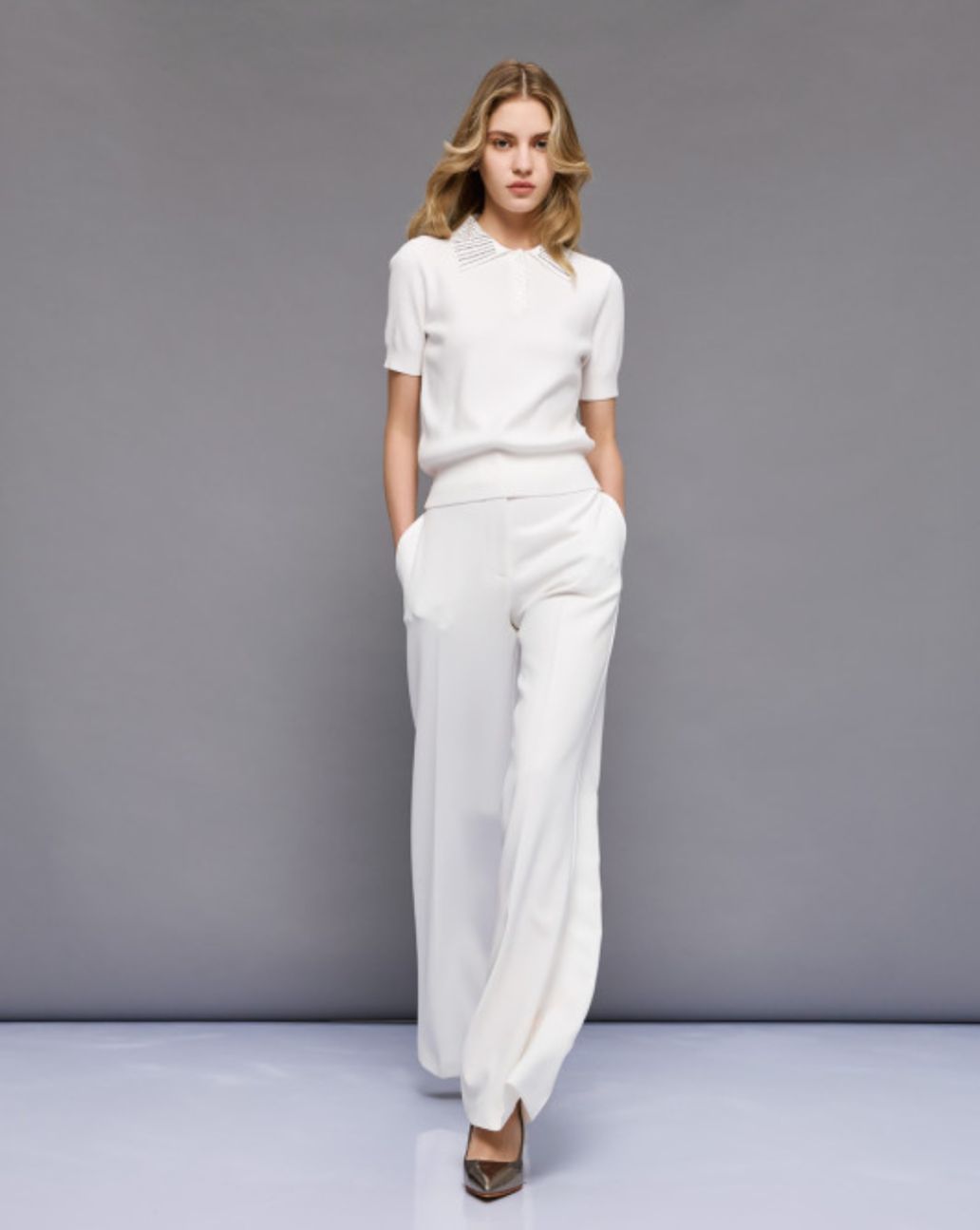 Access Wide-Leg Pantalon Off White