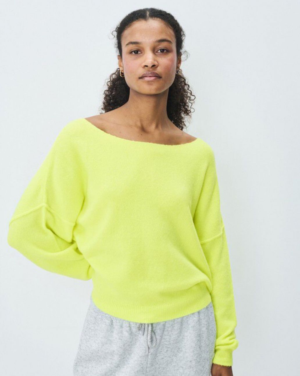 American Vintage Damsville trui jaune fluo 