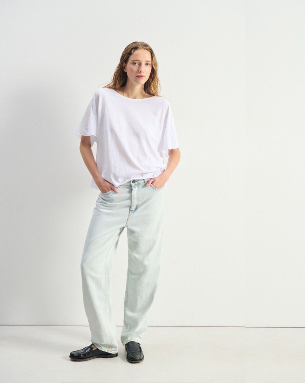 American Vintage Apoly T-shirt Wit APO02CE26