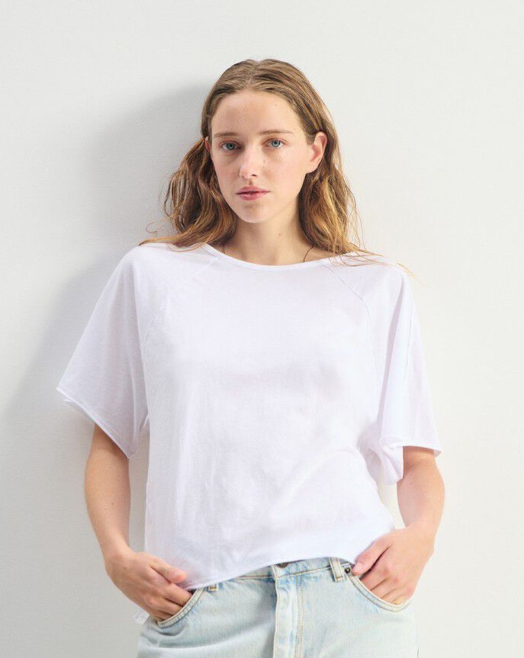 American Vintage Apoly T-shirt Wit APO02CE26