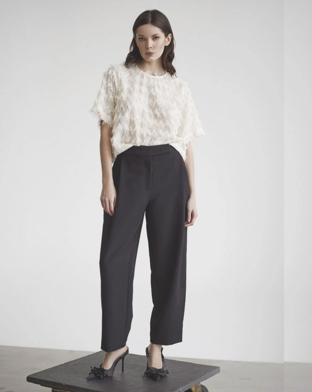 Co'Couture Vola Pleated Long Pantalon Zwart
