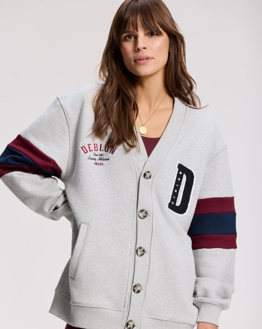 Deblon Noah Varsity Cardigan Grey Mélange