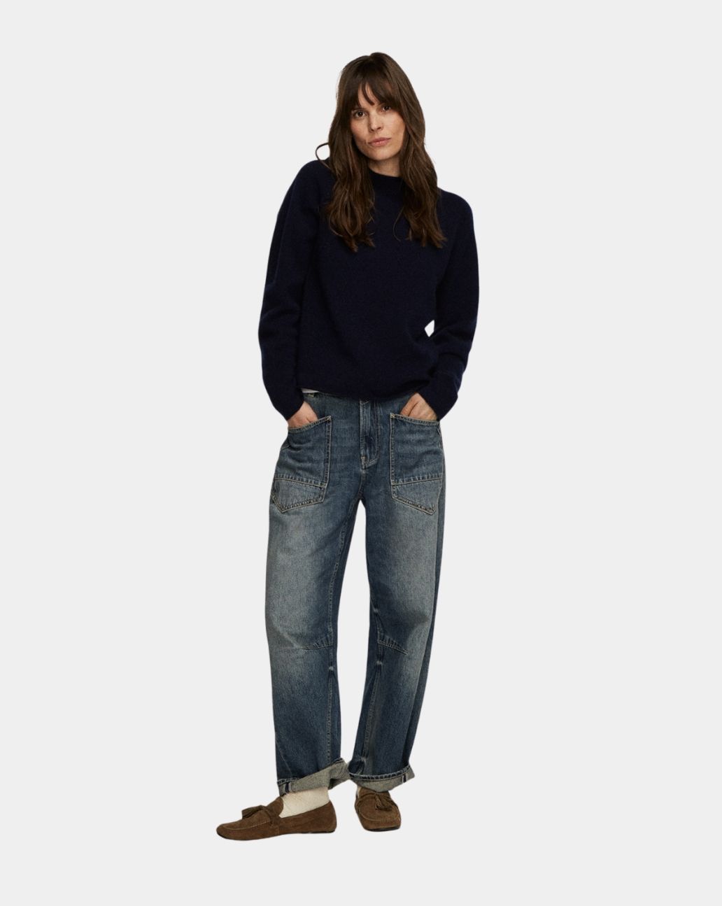 Denham Cargo Hisako Mid Blue wide fit jeans

