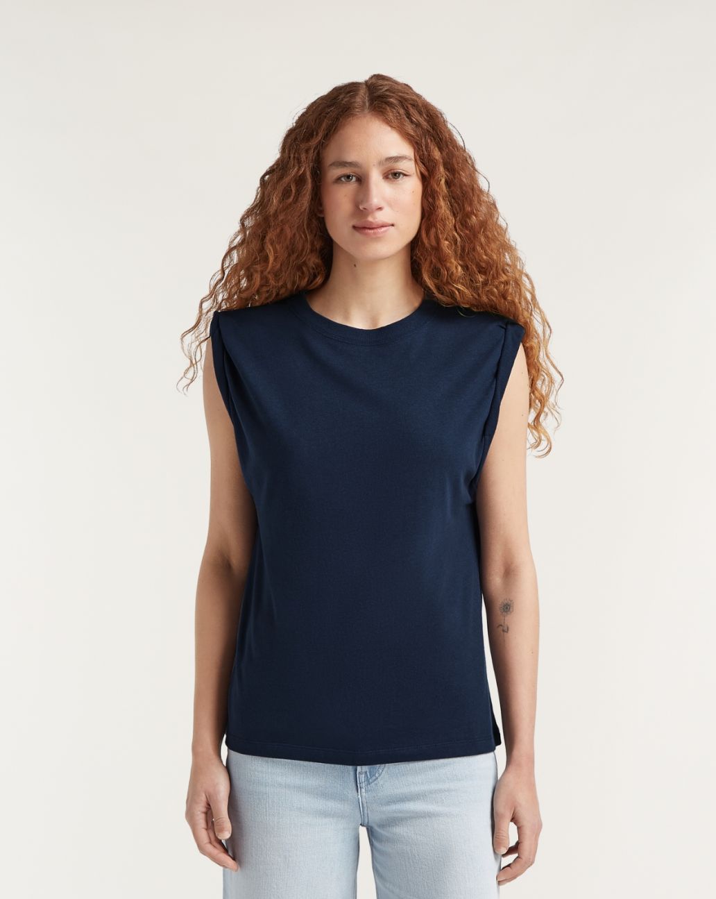 Denham KURA Muscle Tank Cotten Linnen navy 
