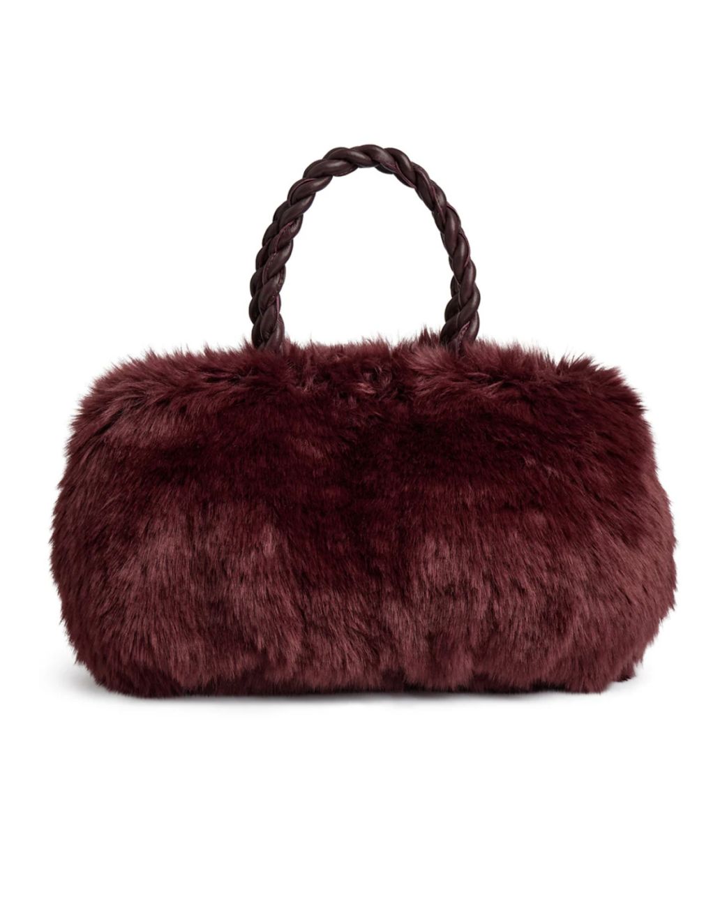 Depeche Faux Fur Handbag Ox Blood -O.S