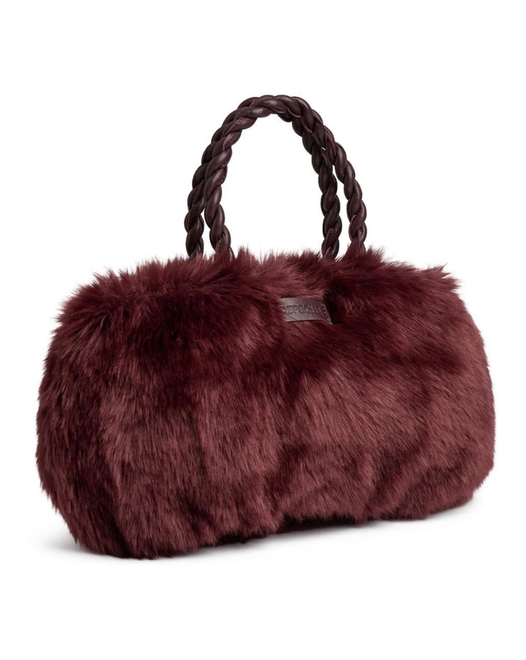 Depeche Faux Fur Handbag Ox Blood -O.S