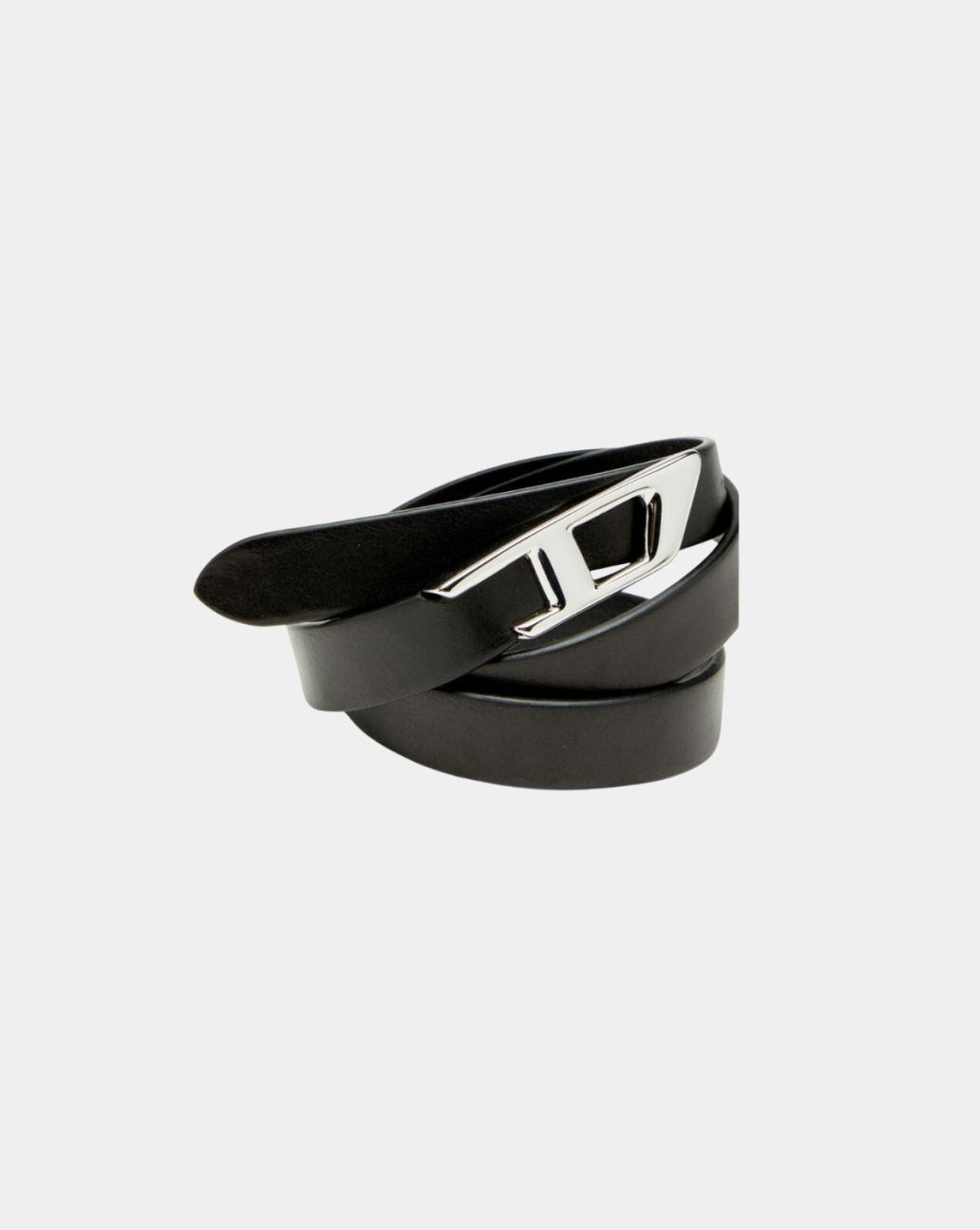 Diesel 2 Cm Leather Belt With Metal D Buckle Black