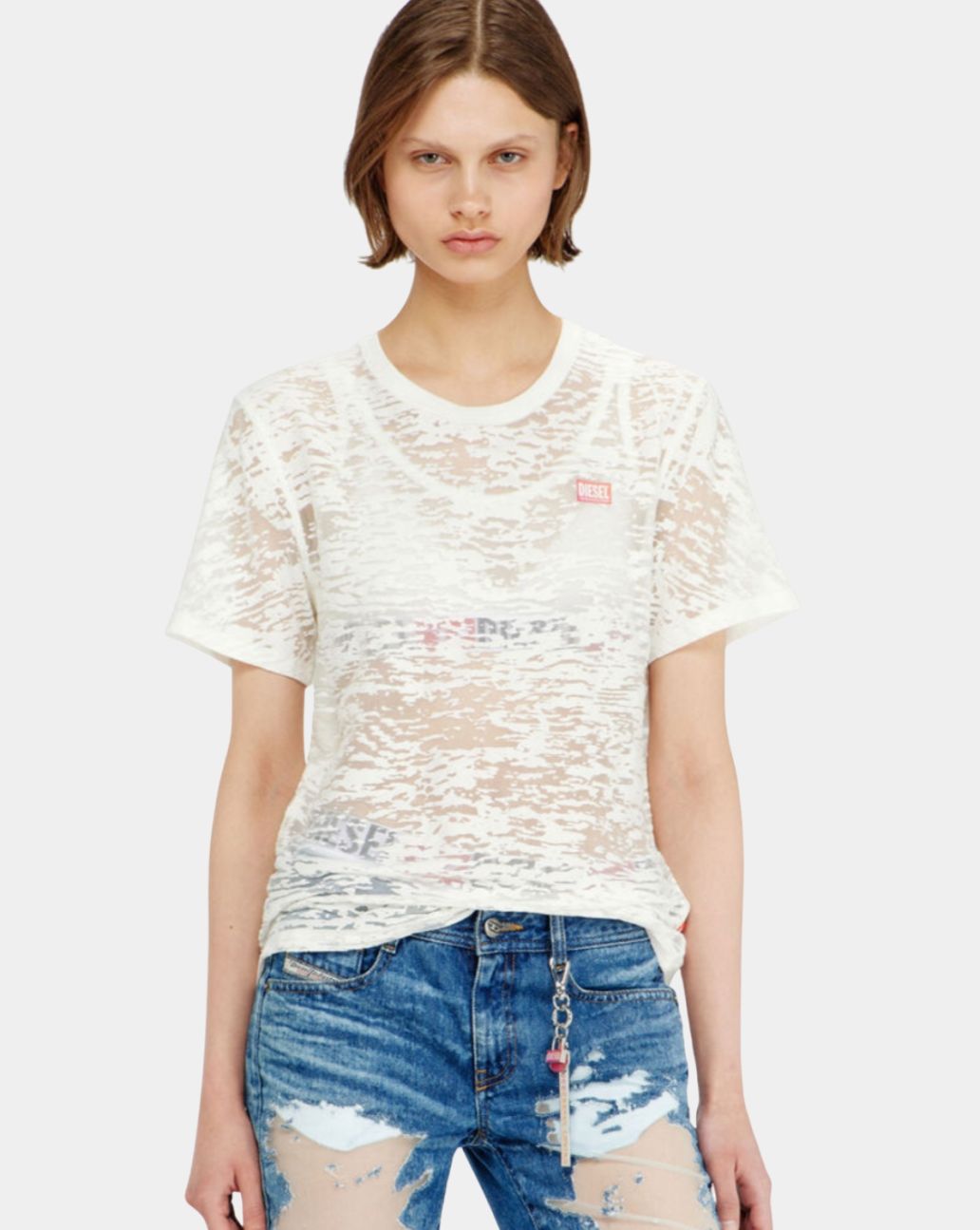 Diesel x Tinder T-Shirt Devoré Jersey White