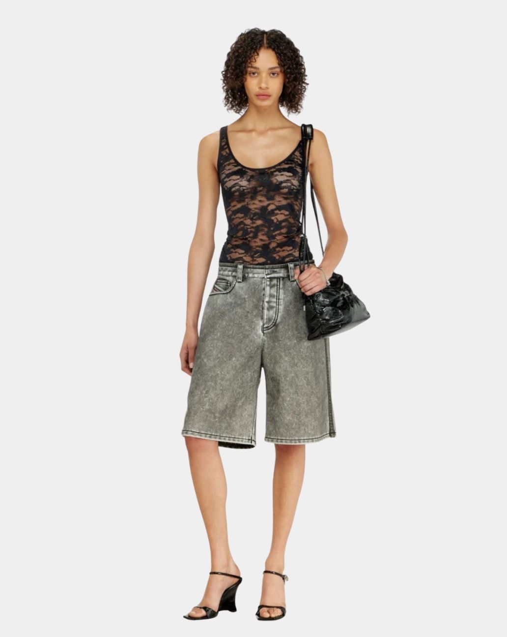Diesel Tank Top In Nylon Lace Black
