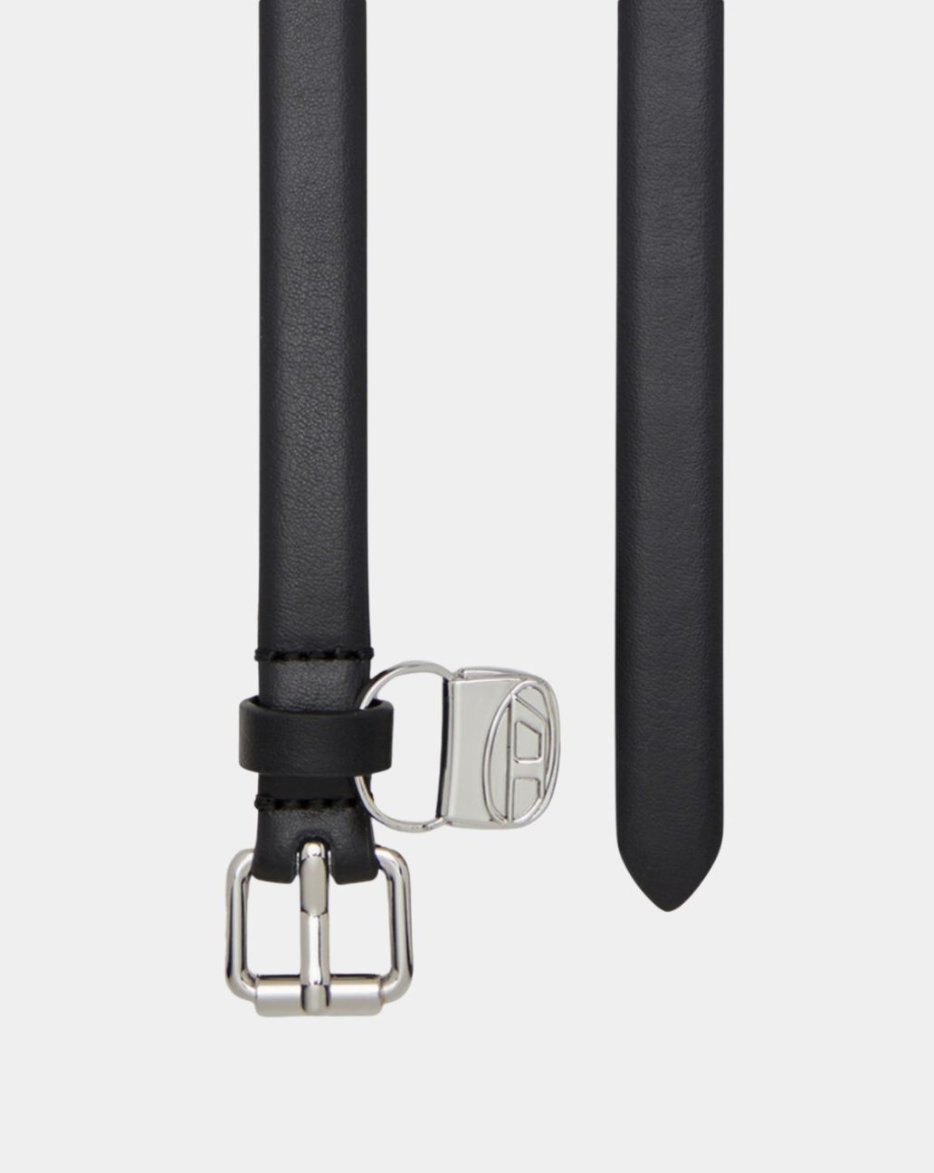 Diesel 1.4cm Slim Leather Belt Bag Charm Zwart