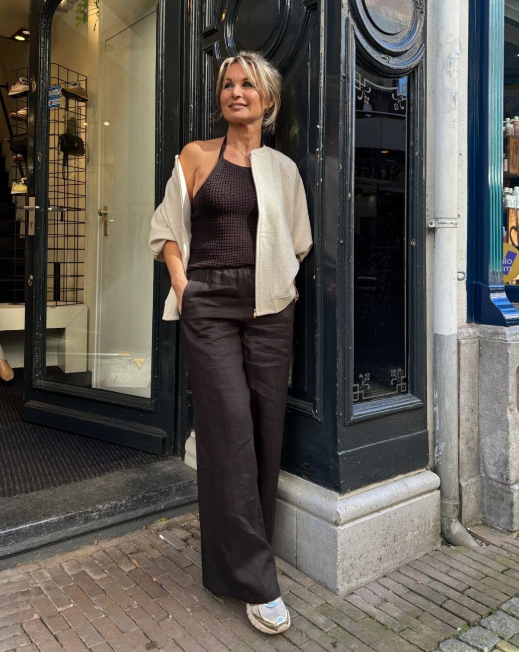 Drykorn Ceiling Linnen Palazzo Broek Bruin