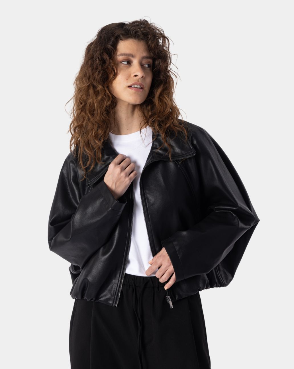 Elias Rumelis Reverie Black boxy leren jasje
