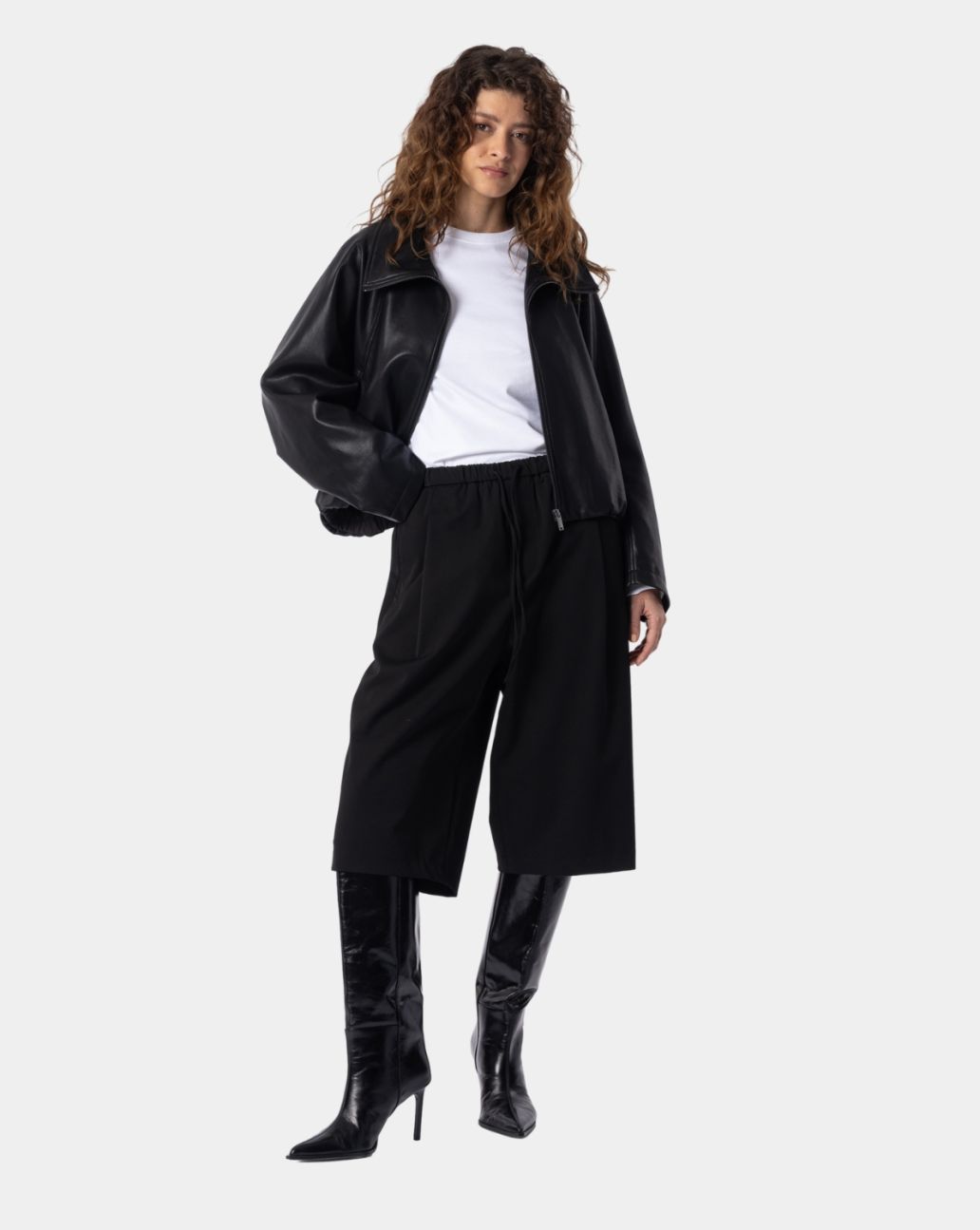 Elias Rumelis Reverie Black boxy leren jasje
