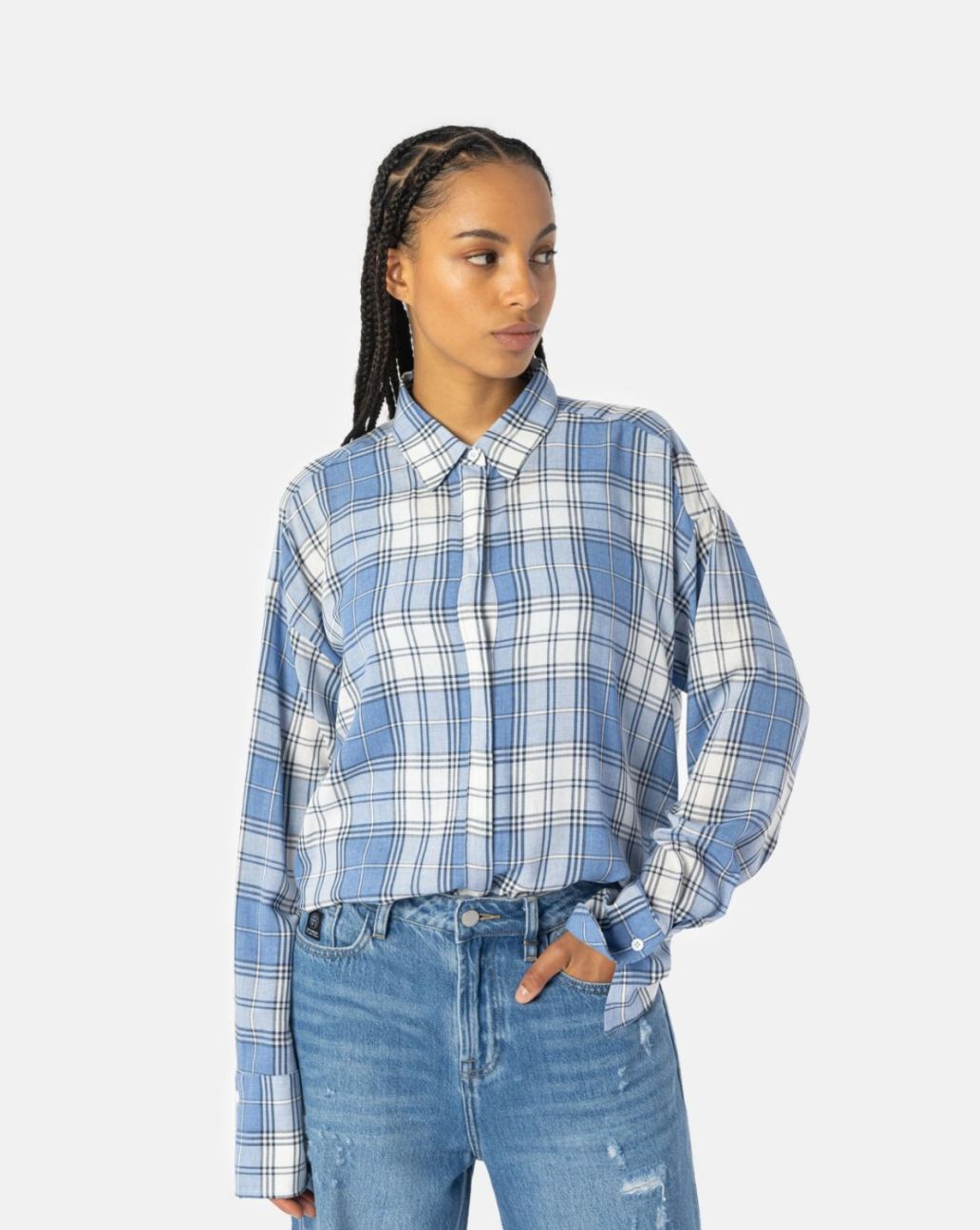 Elias Rumelis ESRA Blauwe Geruite Blouse