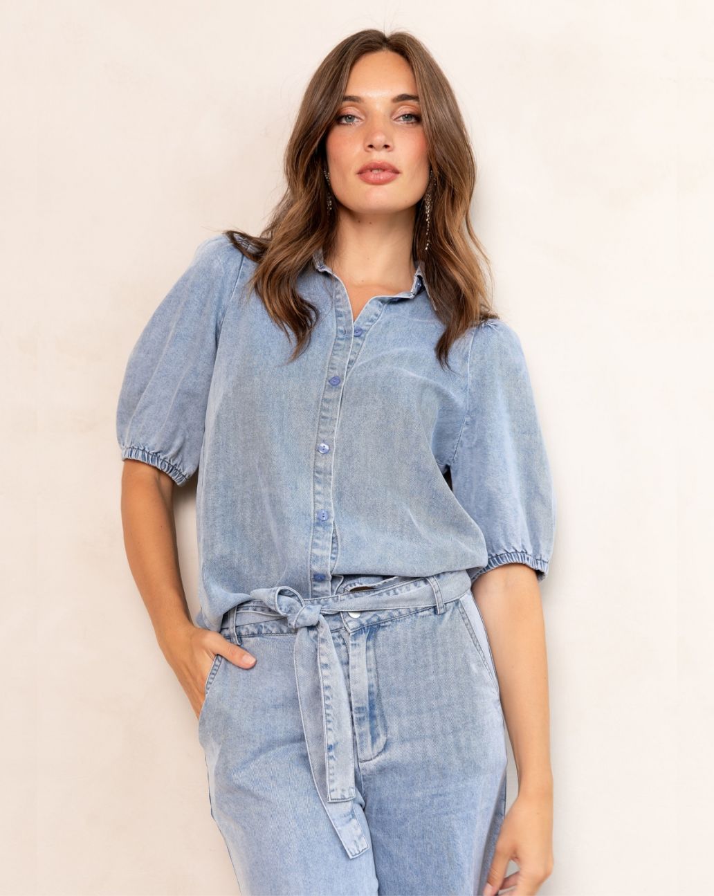 FreeBird Britte SS Blouse Mid Blue