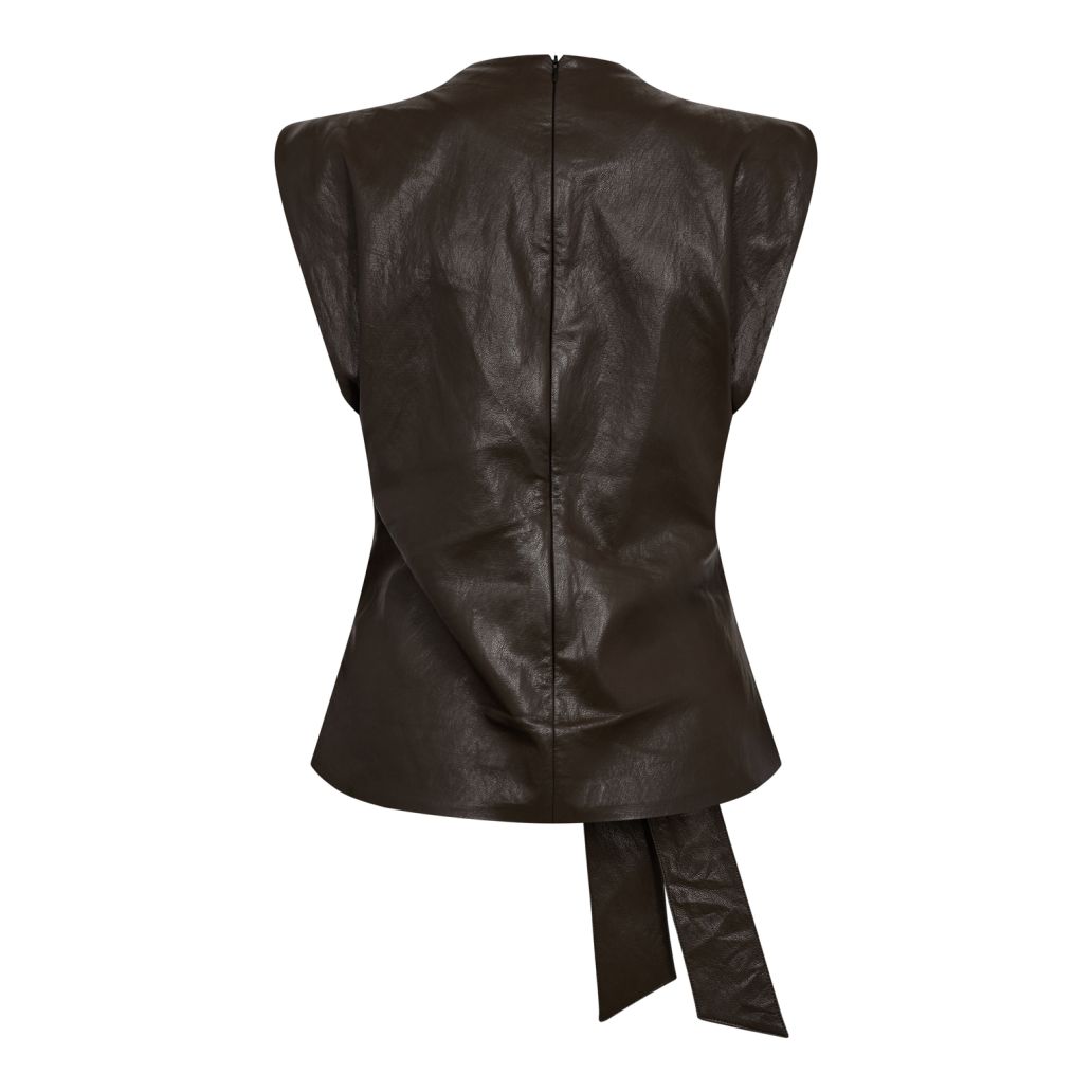 GittCC Pleat SS Blouse Brown 