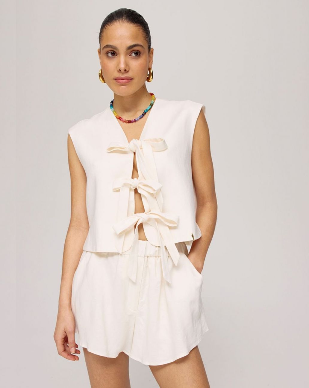 Harper & Yve Shelby Gilet Ecru HS25P202