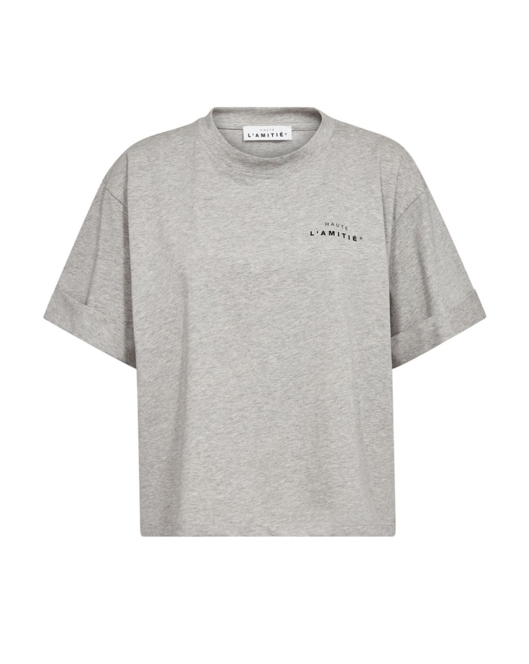 Haute L’Amitié HL Crew Neck Crop Tee Grijs Melange