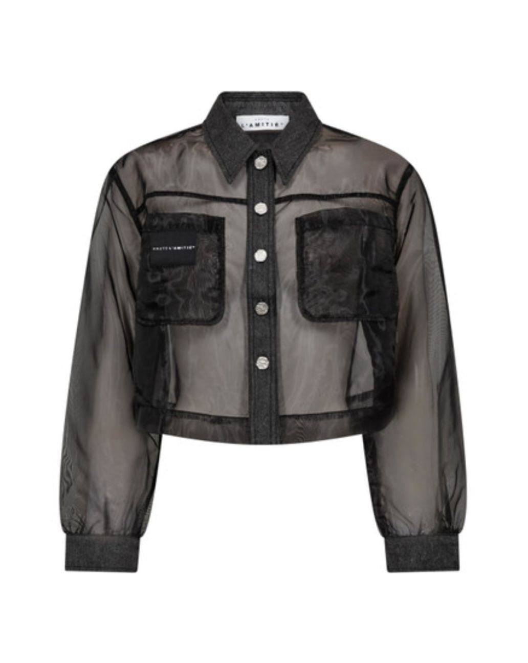 Haute L'Amitié Organza Crop Denim Shirt Zwart