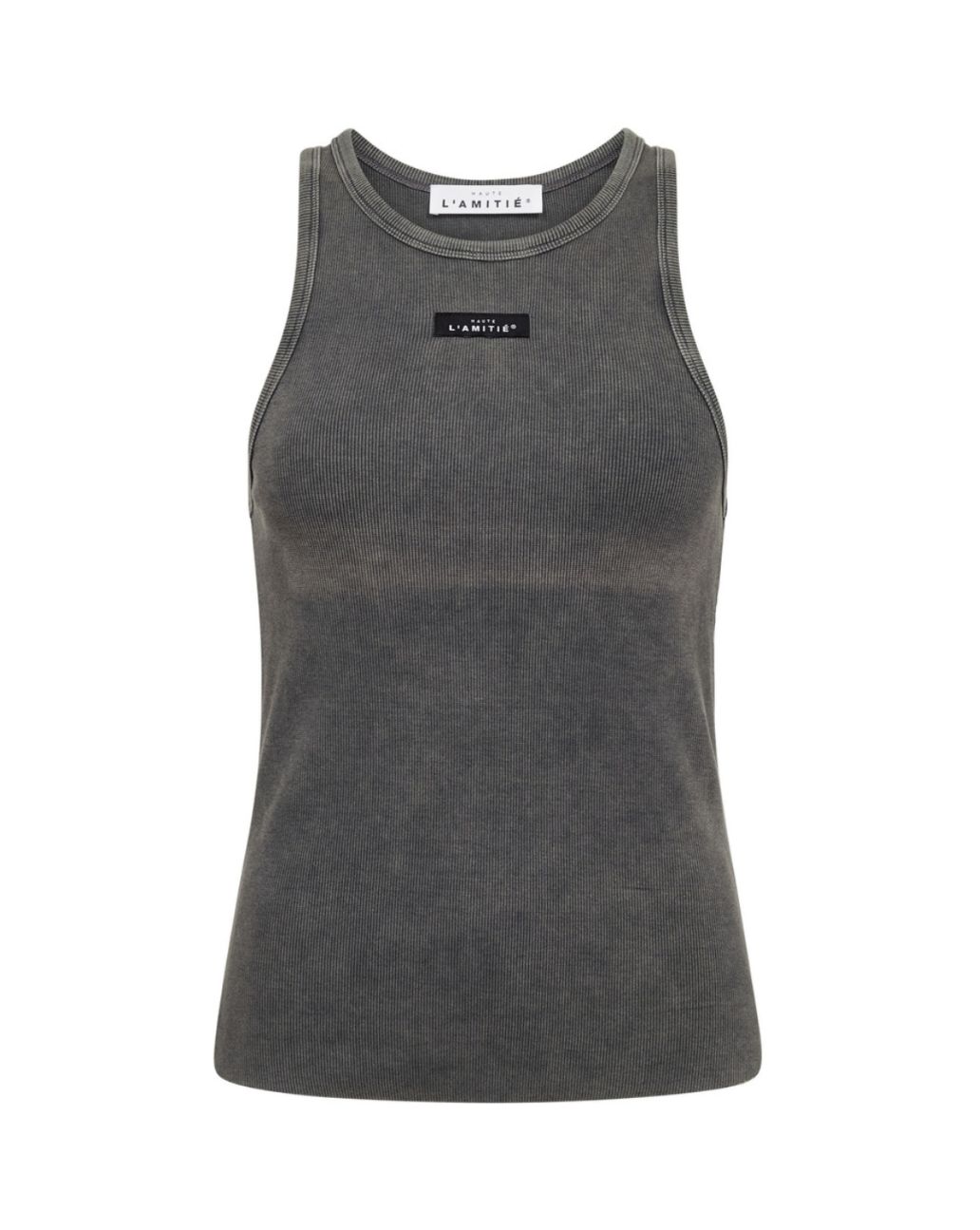 Haute L'Amitié Acid Rib Badge Tank Black Acid Wash