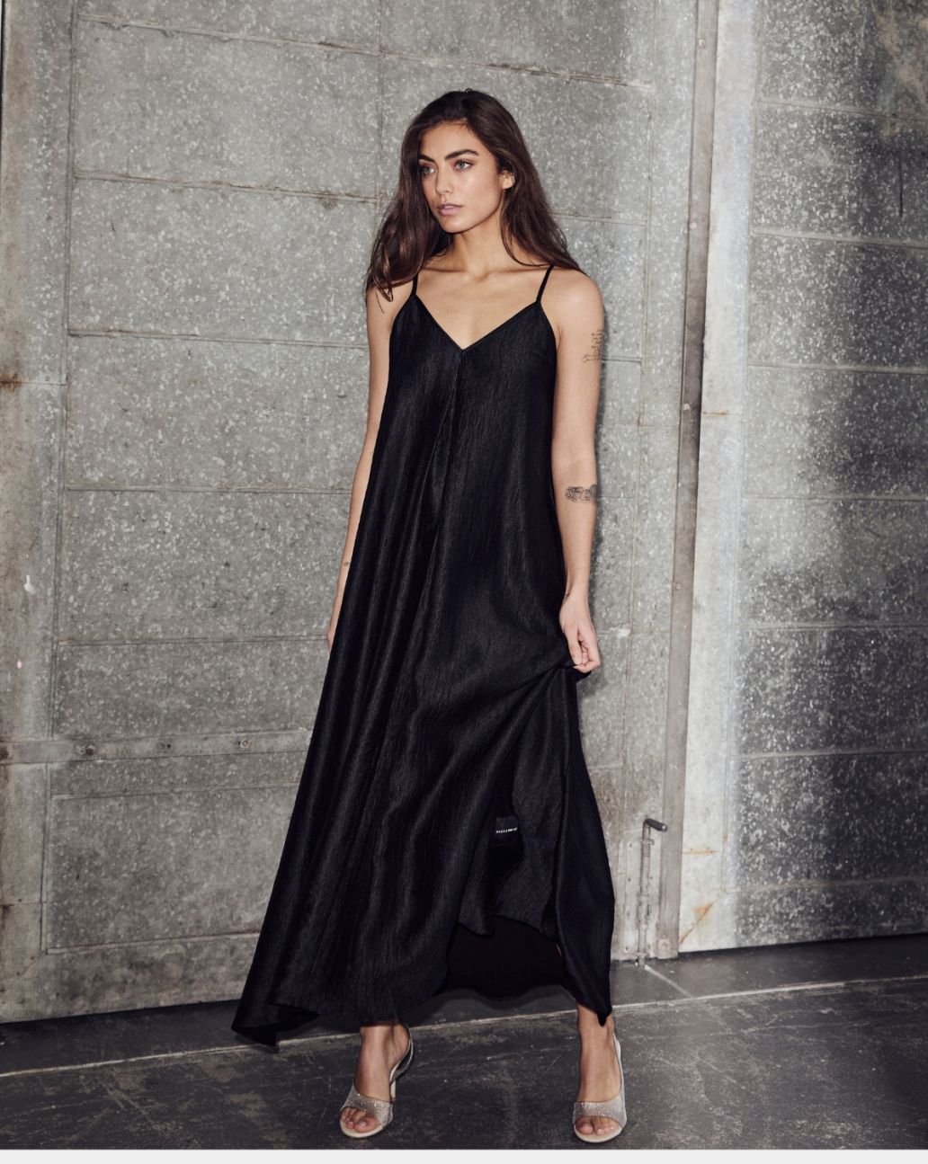 Haute L'Amitié Corsica Pleat Strap Dress Black