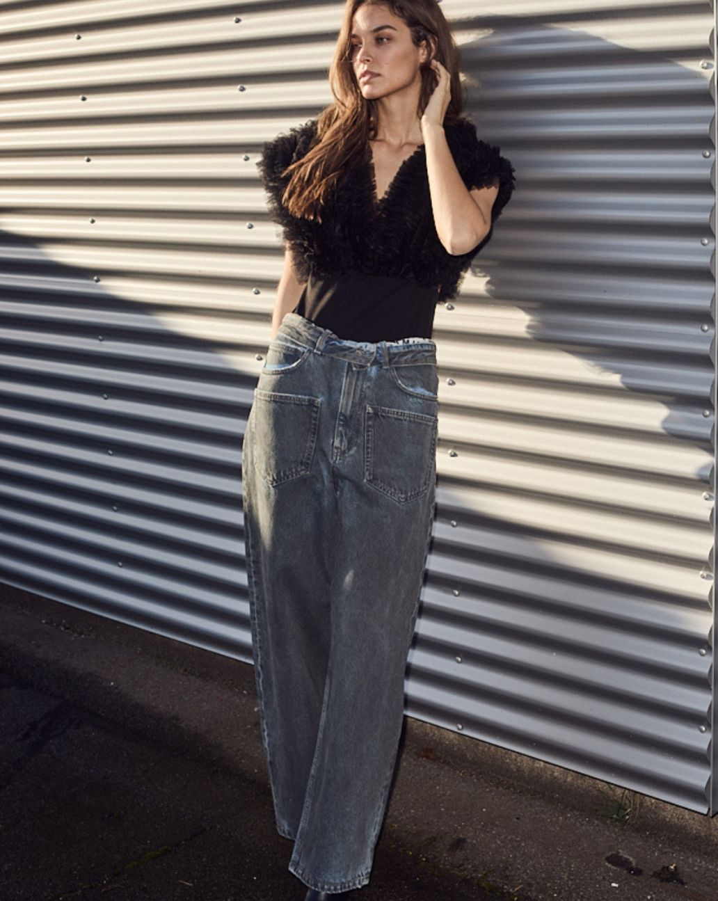 Haute L’Amitié Flip Waist Pocket Jeans Zwart