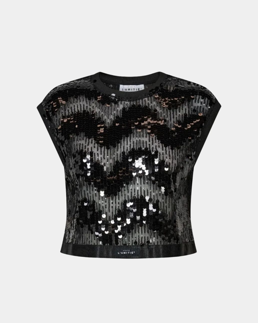 Haute L'Amitié Mirror Sequin Crop Top Black