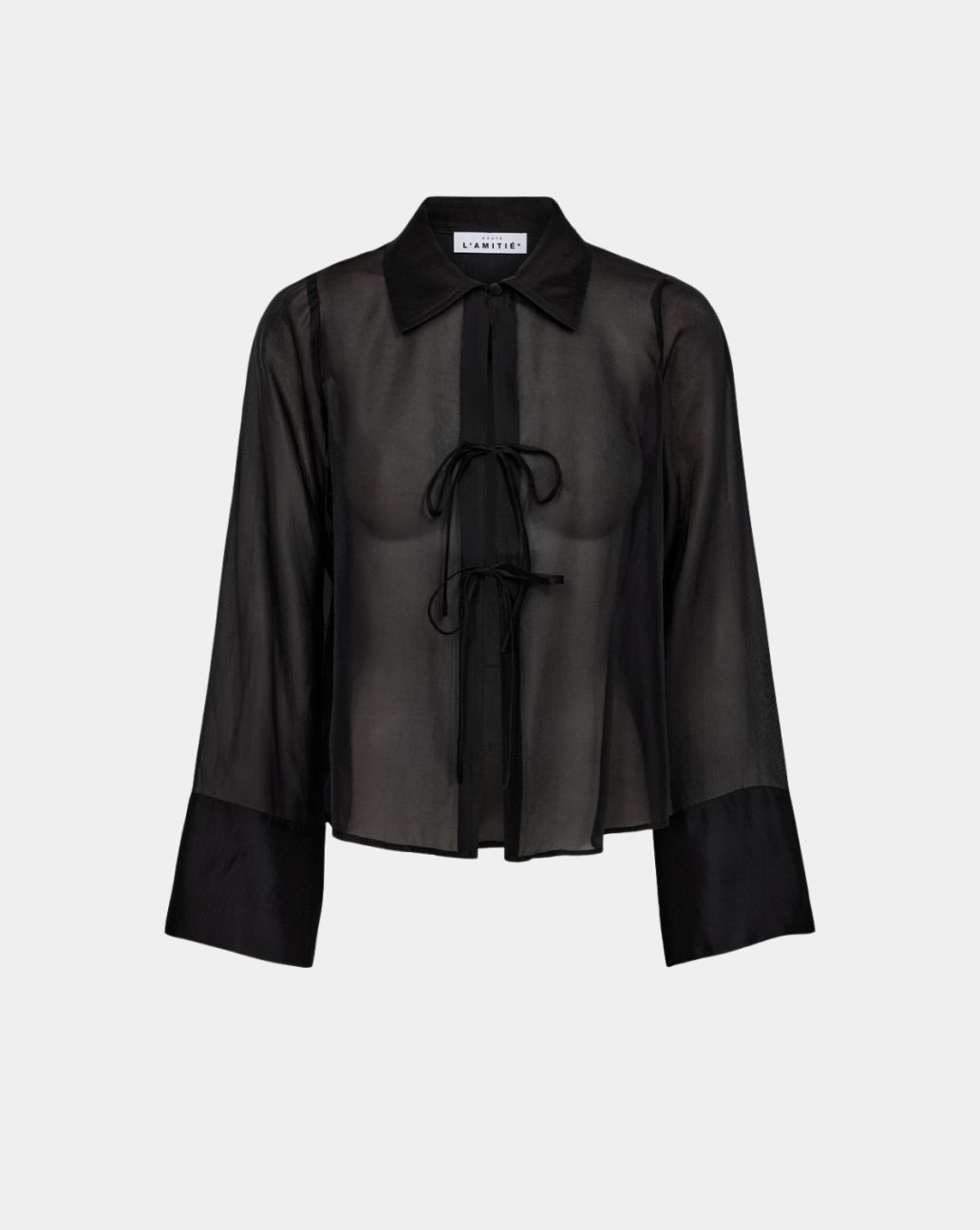 Haute L'Amitié Nimba Organza Tie Shirt Black