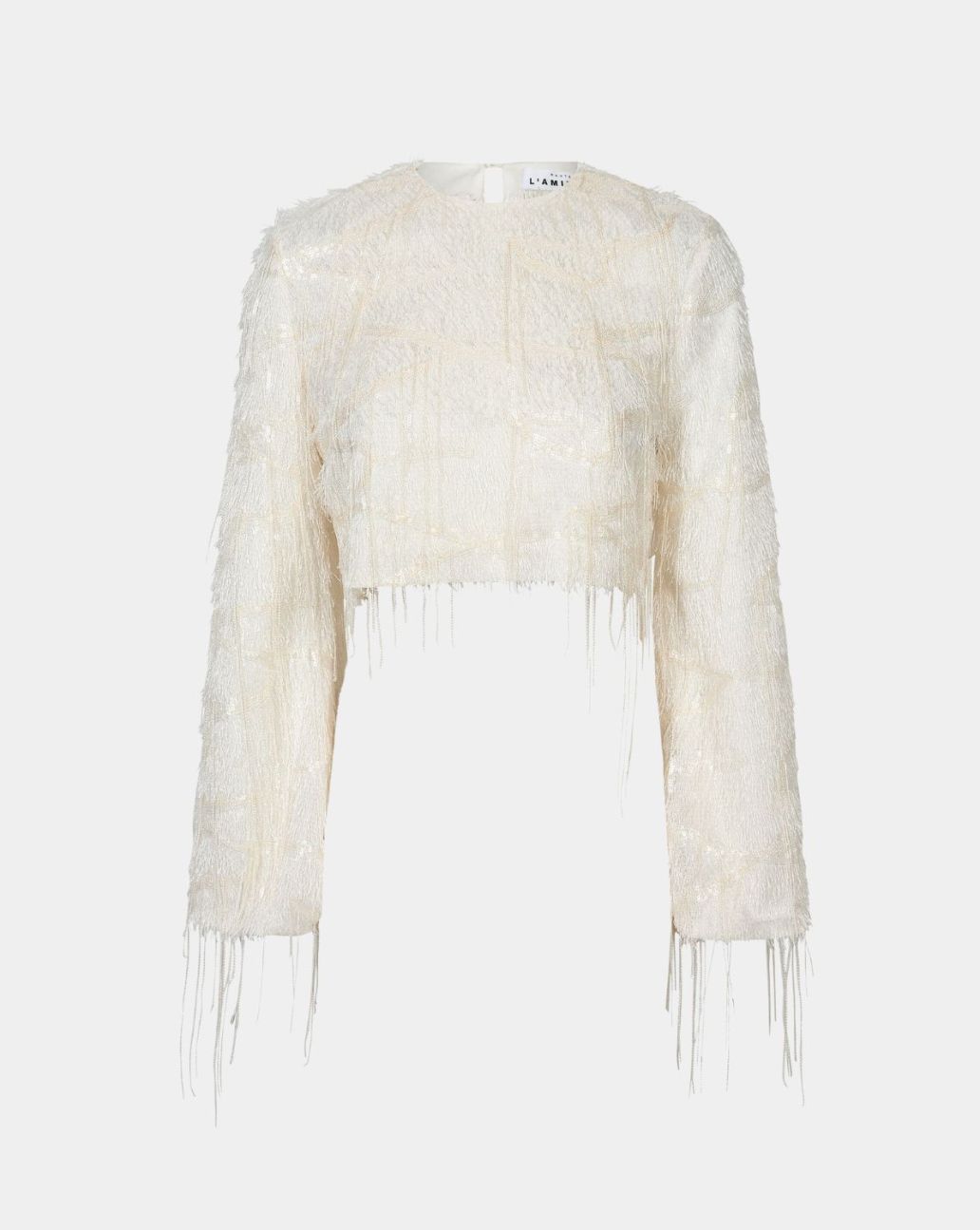 Haute L'Amitié Sequin Fringe Blouse Pearl