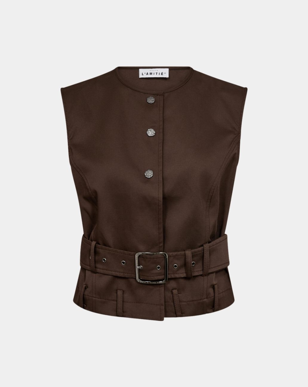 Haute L'amite Rabi Belt Vest Mocca bruin gilet