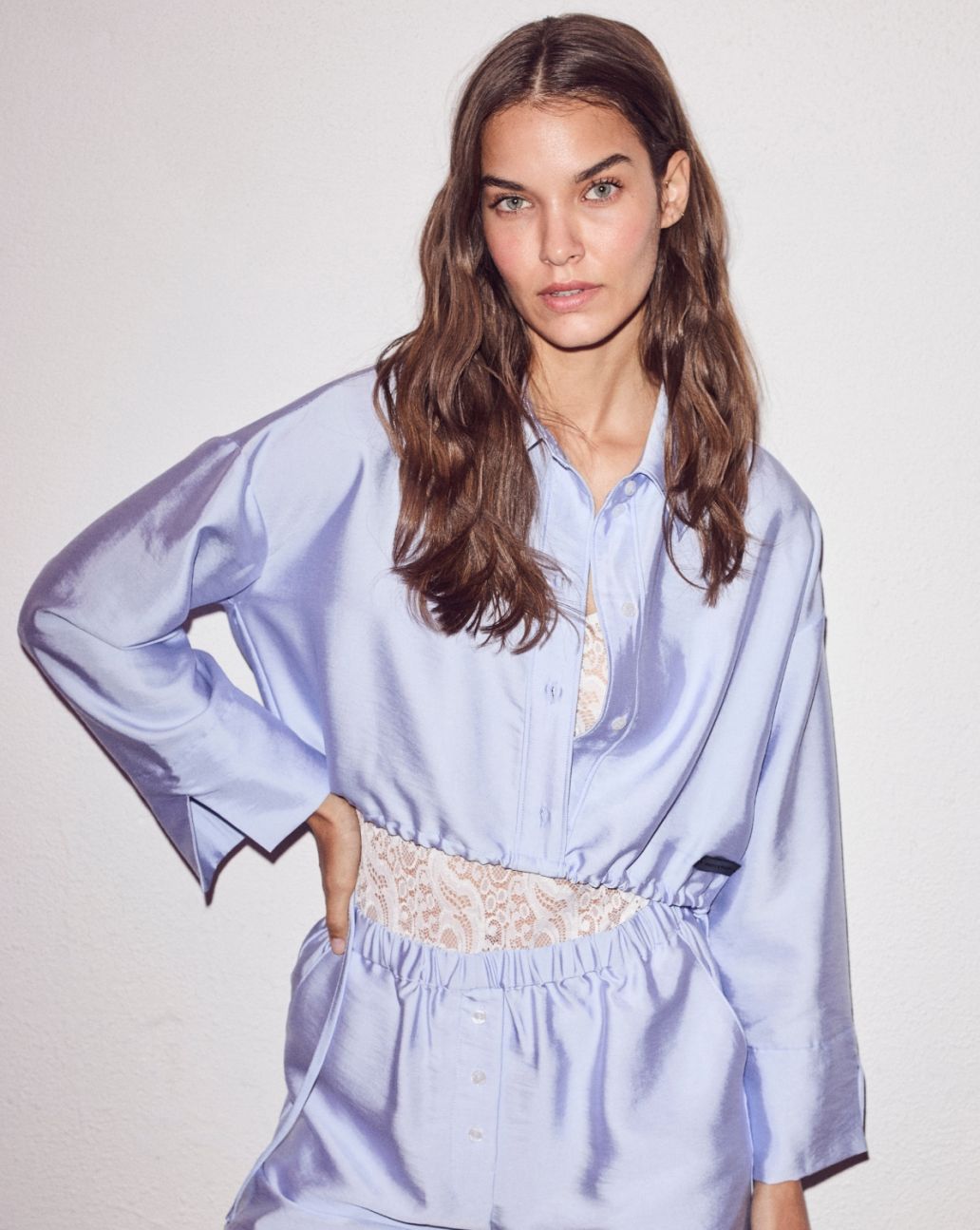 Haute L’amitié Breeze Crop Tie Shirt Clearblue 