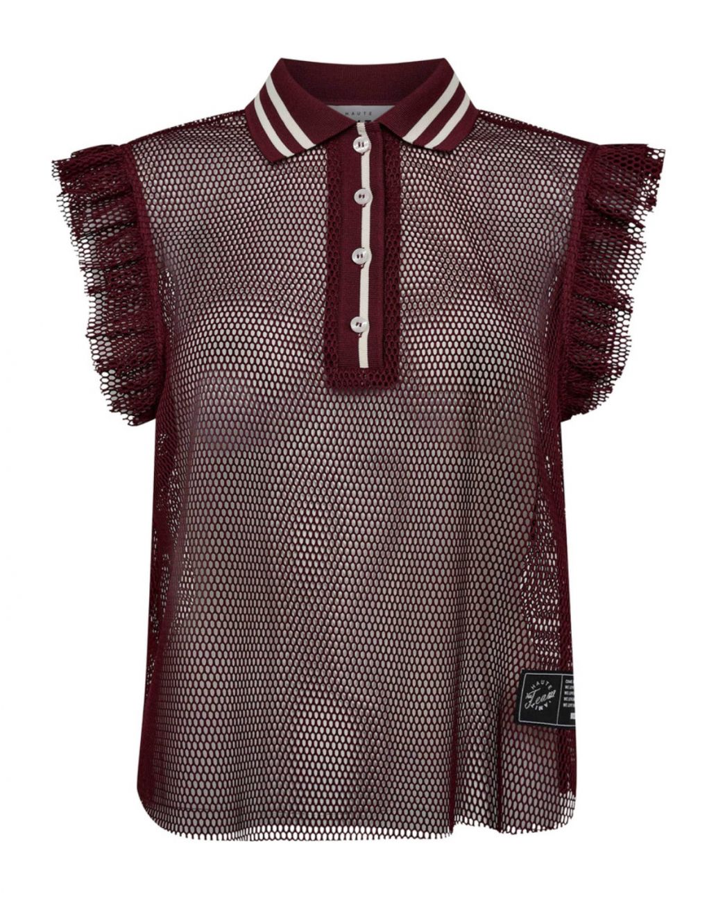 Haute L’Amitié Net Frill Polo Top Amarone