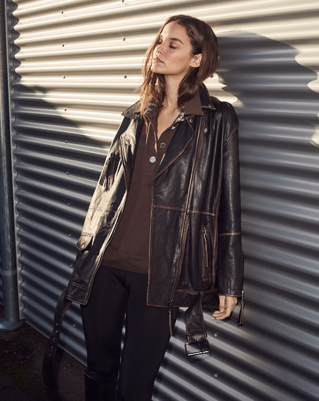 Haute L’Amitié Leather Biker Wing Jacket 