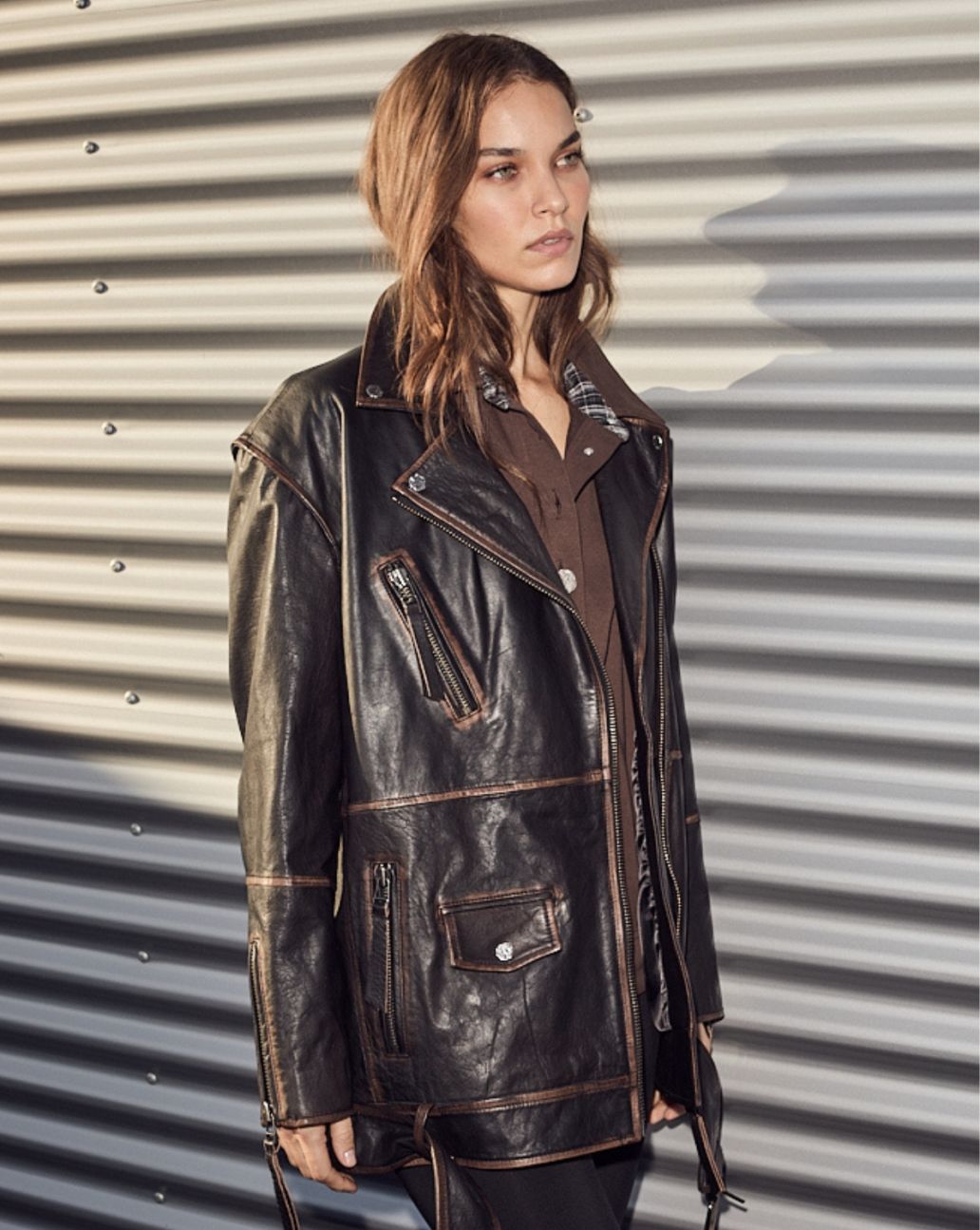 Haute L’Amitié Leather Biker Wing Jacket 