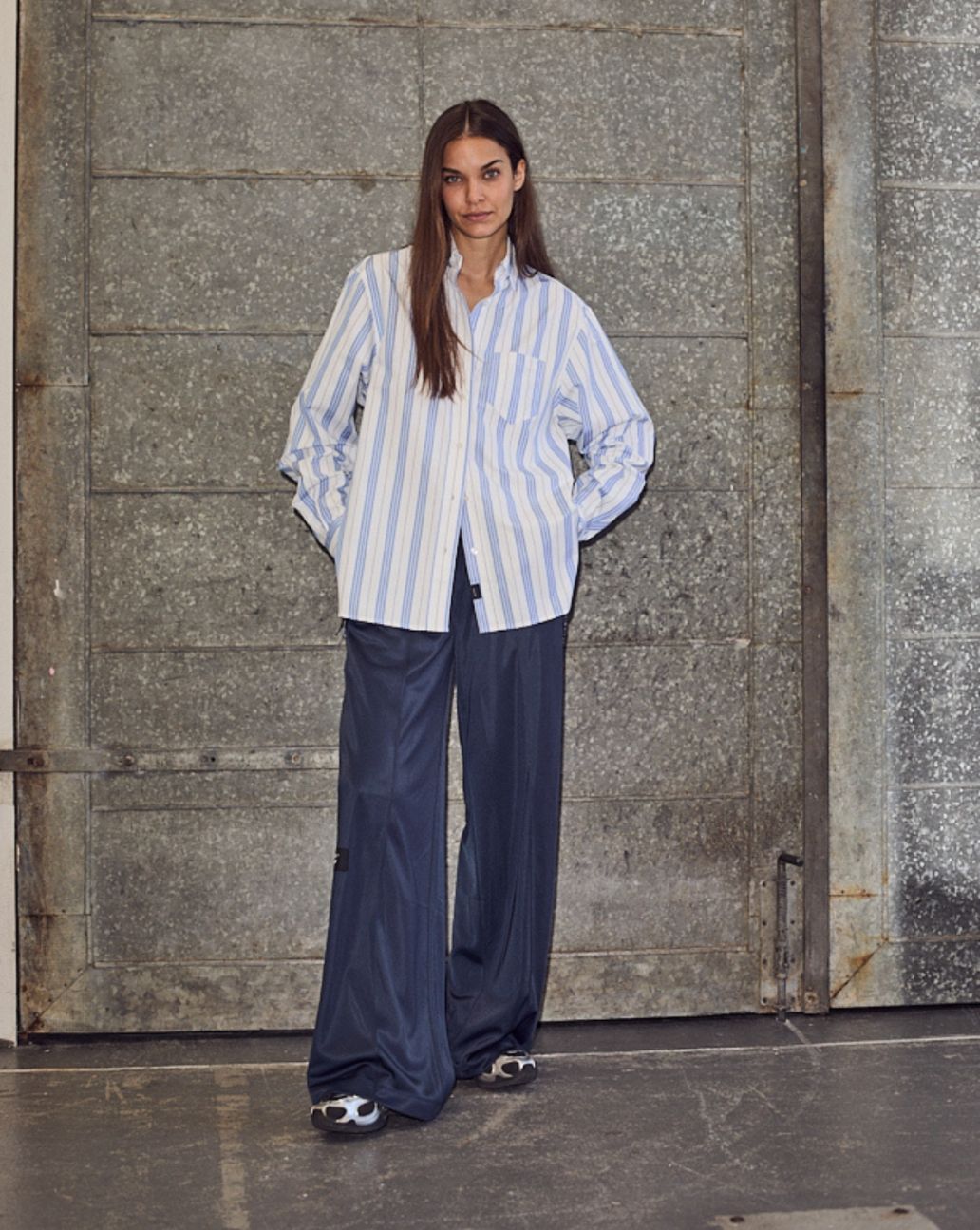 Haute L'Amitié Button Down Stripe Shirt White Blue