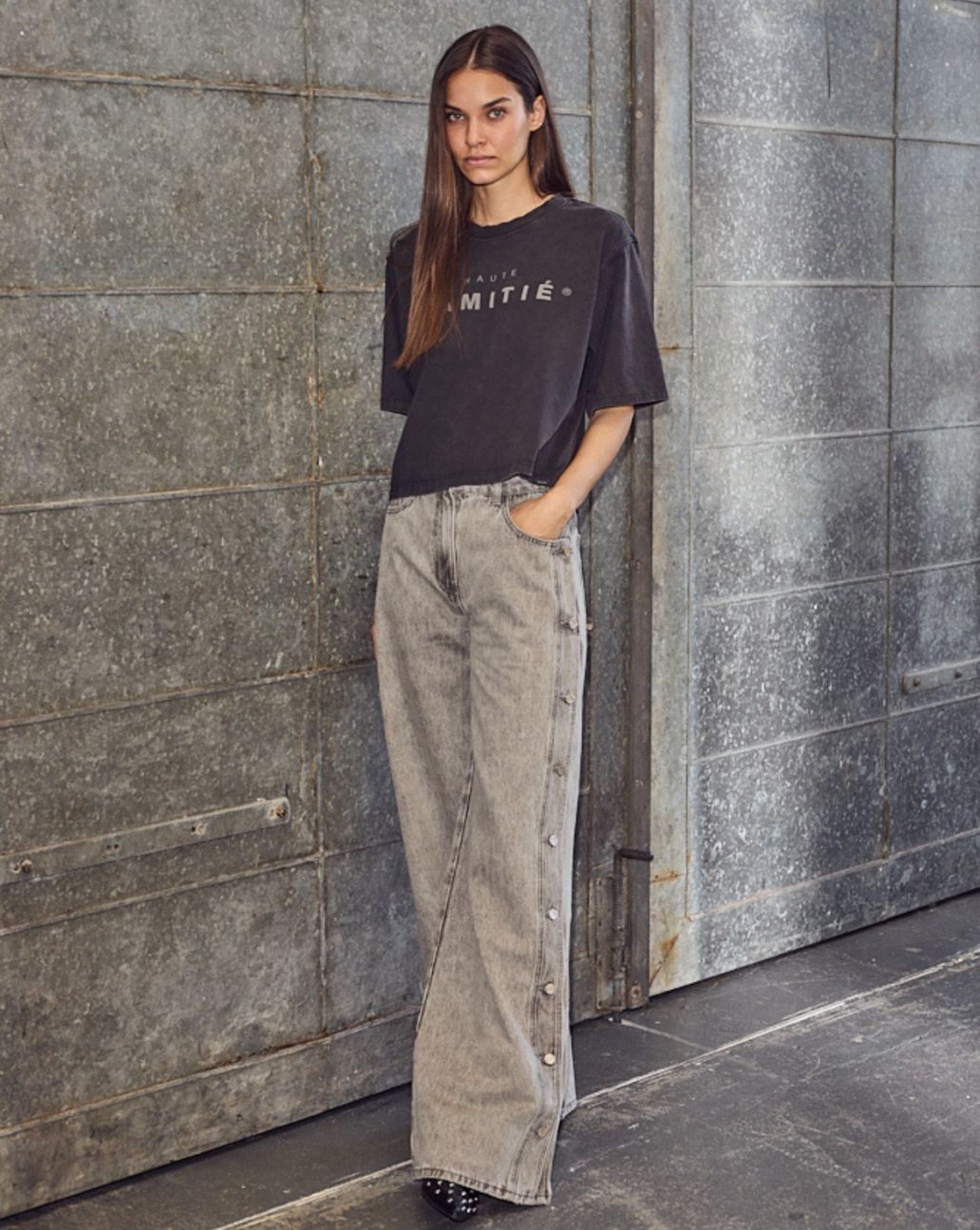 Haute L'amitié Panel Button Tall Jeans Grijs