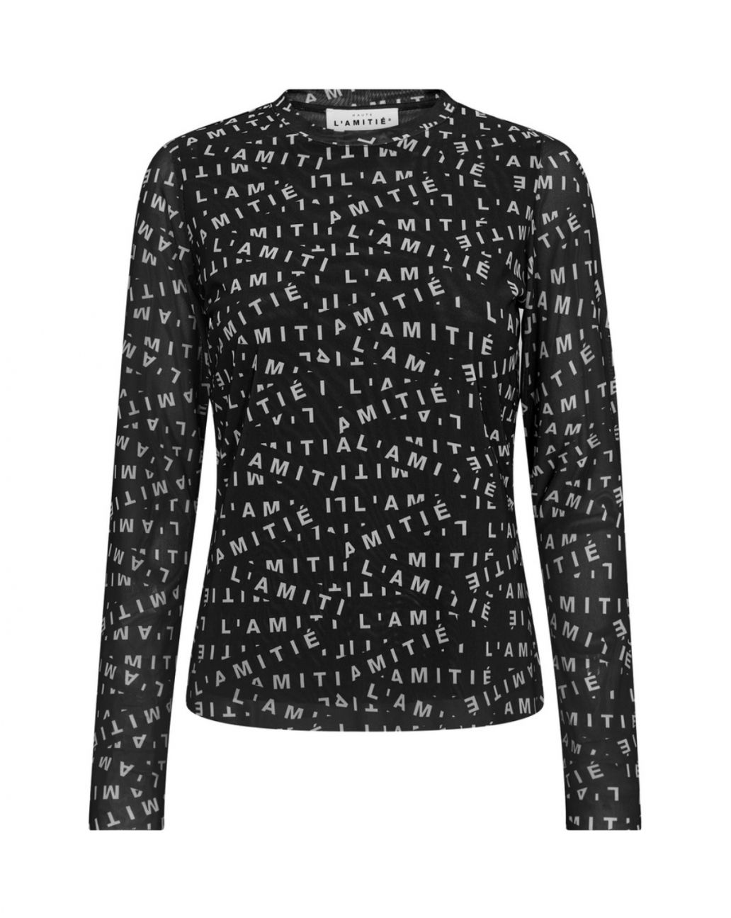 Haute L'amitié Mesh O-Neck Black Top 