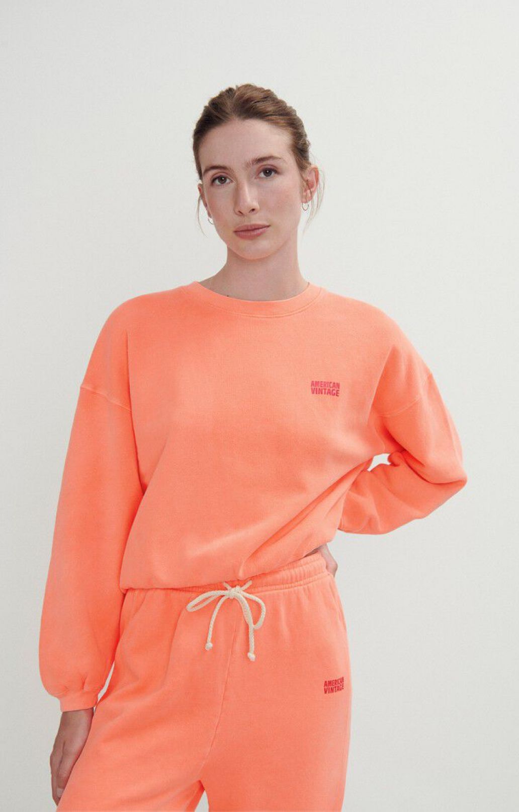 American Vintage Sweater IZU03 Orange Fluor