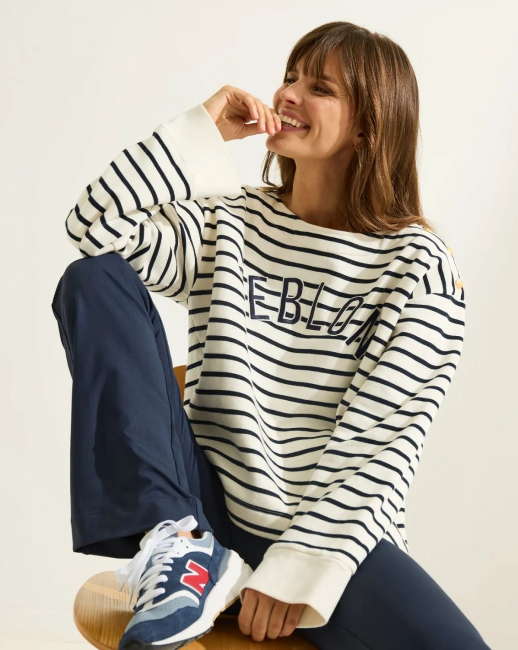 Deblon Letitia Striped Sweater Pearl Navy