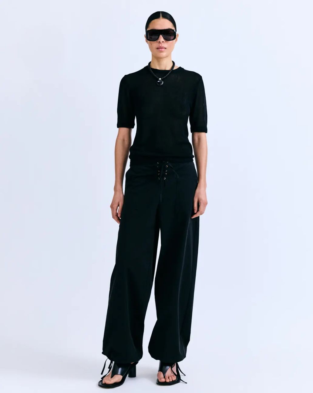 Love Stories Lenny Transparent Knit Tee Zwart