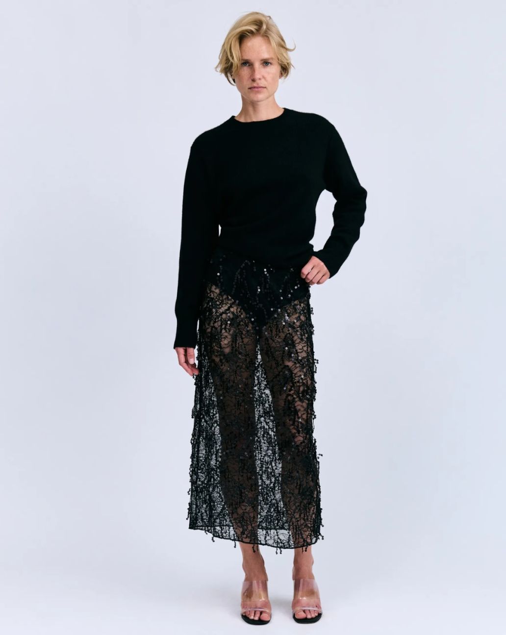 Love Stories Mia Elegant Mid-Waist Skirt Black
