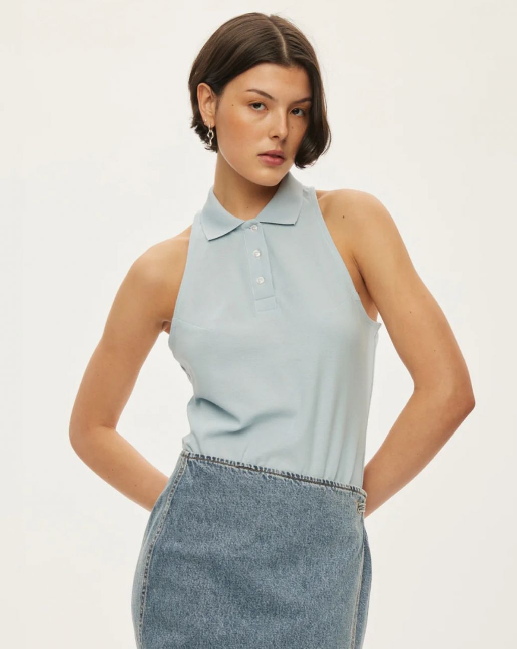 Oval Square Sunny Polo Top Cashmere Blue