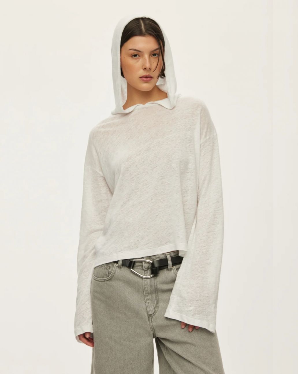 Oval Square Palma Hood Longsleeve Tee White