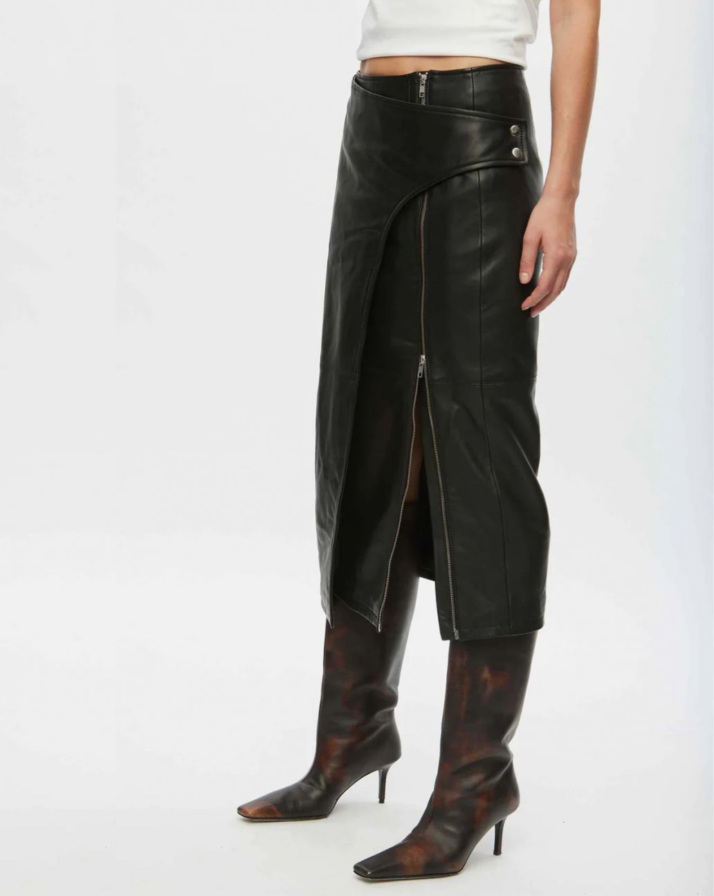 Oval Square Verve Leather Skirt zwart